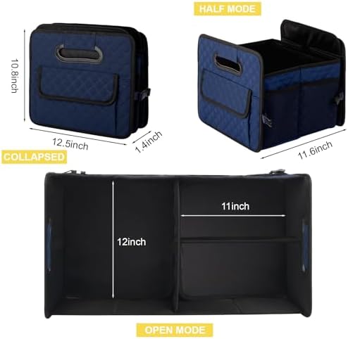 Car Trunk Organizer for SUV, Collapsible Car Storage Organizer Dark Blue - Image 4