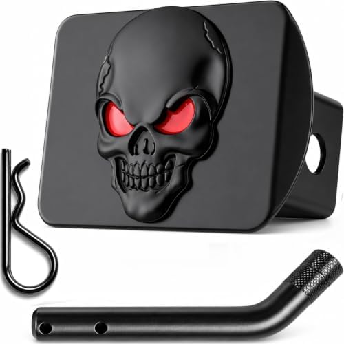 2" Metal Skull 3D Emblem Trailer Hitch Cover by LFPartS