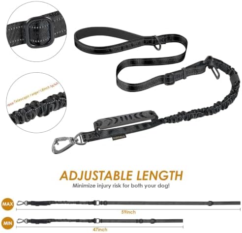 AUBELL Tactical Dog Leash Heavy Duty, 4-6ft No Pull Bungee Leash - Image 6