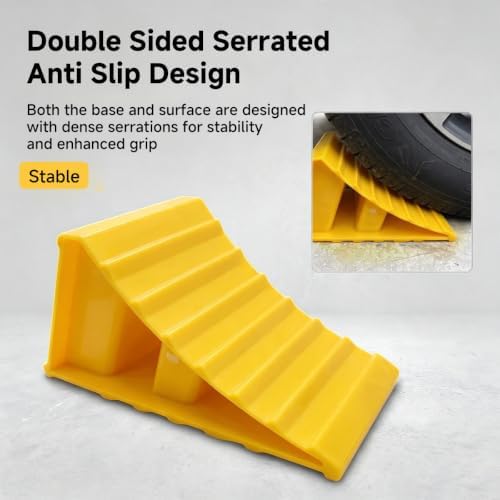 2 PCS Wheel Chocks, Heavy Duty Tire Blocks Trailer Wheel Stoppers - Image 4