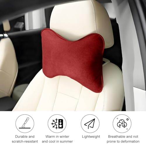 Car Headrest Pillow, Suede Soft Comfortable Breathable Vehicle Seat Neck - Image 5