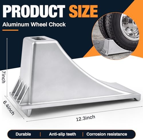 Aluminum Wheel Chock for Trucks & Trailers, 12.3 x 6.4 x 7 Inch - Image 2