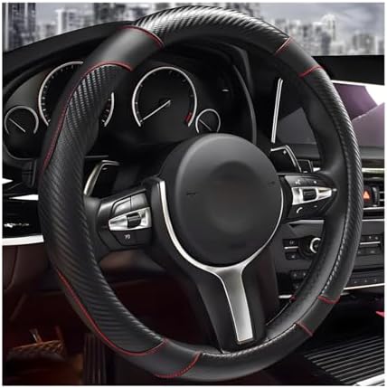 Car Steering Wheel Cover, 15 inch Carbon Fiber Microfiber Leather Elastic by Unknown