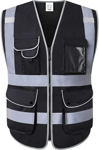 XIAKE 9 Pockets Class 2 High Visibility Reflective Safety Vest by XIAKE
