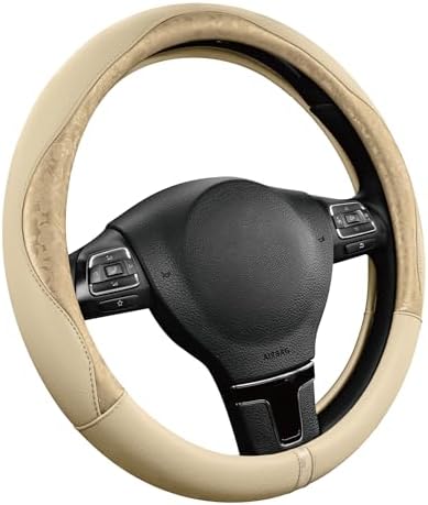 PIC AUTO Steering Wheel Cover, Universal Fit 14.5"–15.5", Soft PU Grain Leather by PICAUTO