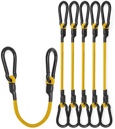 8 Pack 48" Carabiner Bungee Cords Heavy Duty Outdoor, 190 Lb Break Strength by LuckyStraps