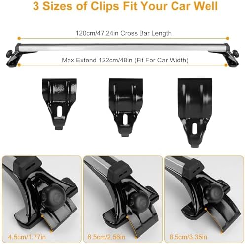 47.24in Universal Top Roof Rack Cross Bar Cargo Carrier Aluminum Crossbar Rack - Image 5