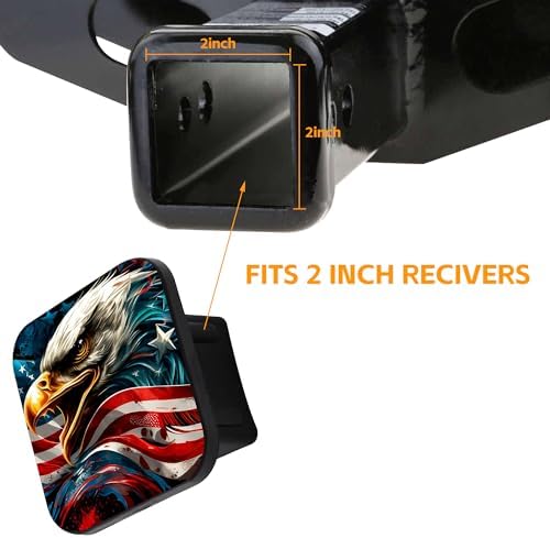 Trailer Hitch Cover, Patriotic Bald Eagle American Pride Flag Hitch Cover - Image 5