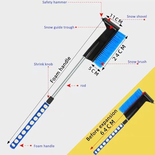 Snow Brush with Ice Scraper, Telescopic 60-86 cm - Image 2