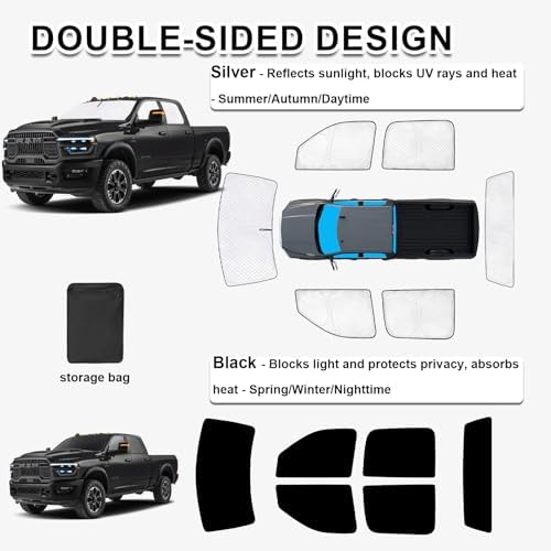 KMF 6pcs Thicken Sun Shades for Dodge Ram 2500 3500 Accessories 2010-2025 - Image 3