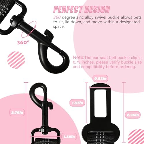 IBWell Dog Seat Belt, 3 Piece Set Retractable Dog Car Harness Adjustable Dog - Image 5