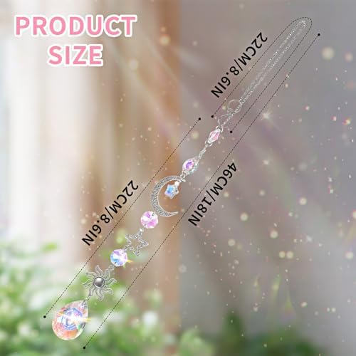 Moon and Star Rear View Mirror Charm, Crystal Boho Car Hanging Decor Cute - Image 7