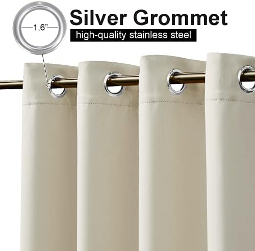 NICETOWN Patio Curtains Outdoor Waterproof W100 x L95 in Beige 2 PCs - Image 3