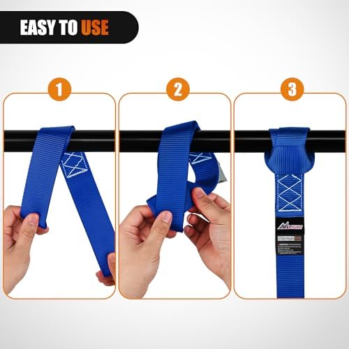 Nilight Soft Loop 1.7"x17" Motorcycle Tie Down Straps 12, 000LBS 8PK Blue - Image 5
