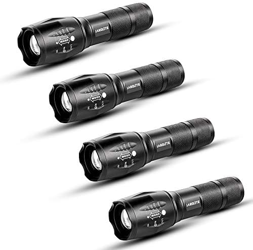 JARDLITE LED Emergency Handheld Flashlight, 4 Pack, Adjustable Focus, Water by JARDLITE