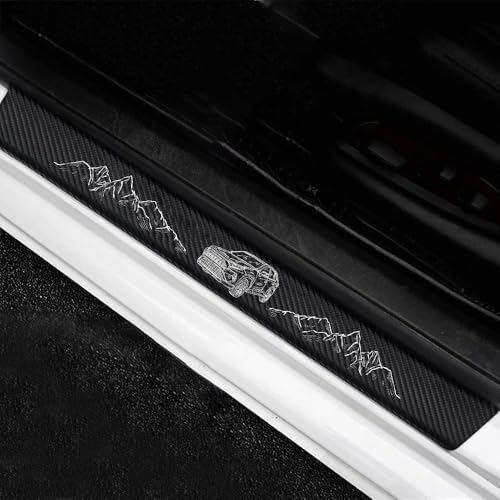 4 Pieces Car Door Sill Protector, Carbon Fiber Threshold Anti-Scratch Sticker - Image 2