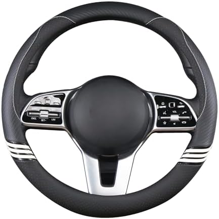15 inch Cute Leather Steering Wheel Cover Black - Image 2