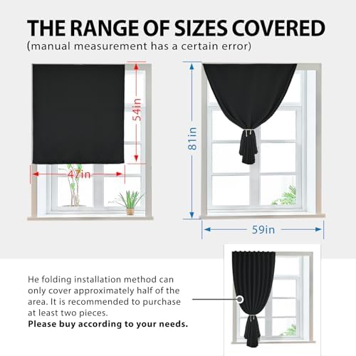 Autohesion Curtains for Windows, Bedroom Blackout Curtains for - Image 3