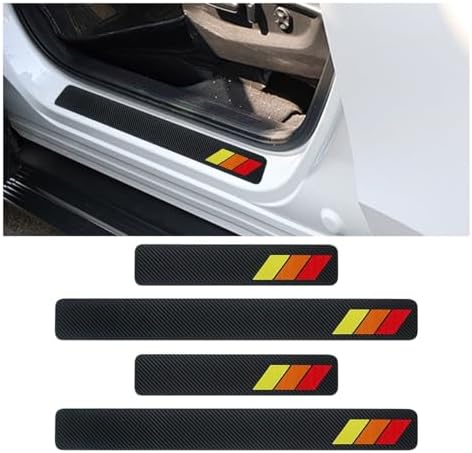 4PCS Tri-Color Door Sill Protectors, Carbon Fiber Door Threshold Protection by KITUREK
