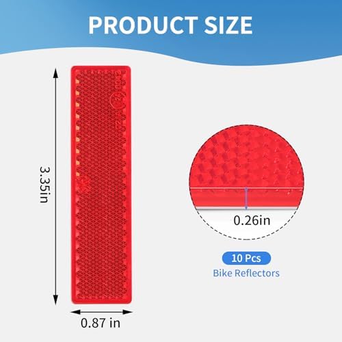 10 Pack Red Reflectors Self-Adhesive Rectangular, Quick Mount - Image 3