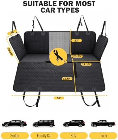 Dog Seat Cover for Back Seat, PU Dog Car Seat Cover Holds 420 lbs, Material - Image 4