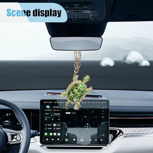 Crystal Diamond Turtle Car Pendant, Bling Funny Turtle Rear View Mirror Charm - Image 5