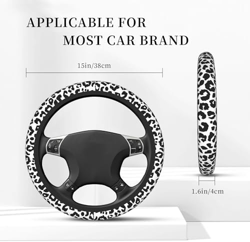 Black Leopard Print Steering Wheel Cover - Image 5