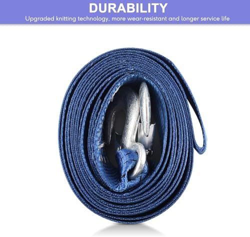 4 Pack Tow Strap 2" x13' Heavy Duty Blue Nylon Recovery Hooks Emergency - Image 3