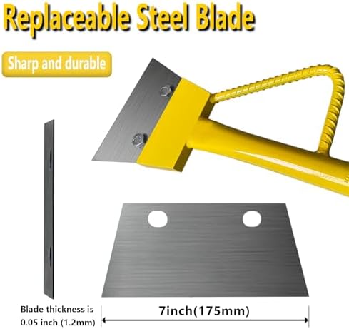 7' Heavy Duty Scraper, Long Handle, Steel Blade, Metal Handle, Tile & Ice - Image 7