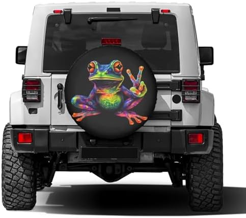 Delerain Peace Colorful Frog Spare Tire Covers Waterproof Dust-Proof Spare - Image 2