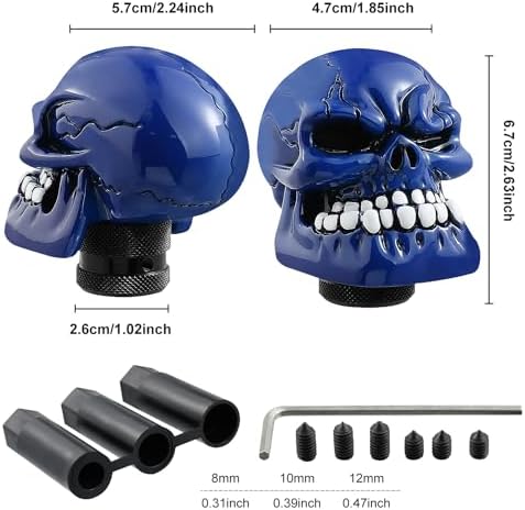 Skull Shift Knob Cars Truck Gear Shifter Stick Handle SUV Blue - Image 3