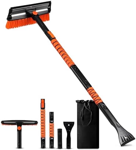 EcoNour 47" Extendable Snow Brush and Ice Scraper Pivoting Squeegee by EcoNour