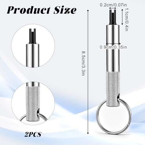2 PCS Valve Stem Installation Tool Keychain Stainless Steel Tire Valves Core - Image 2