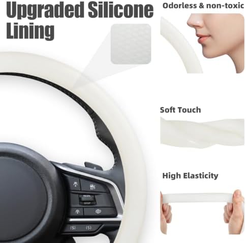 15“ Upgraded Black Steering Wheel Cover Men, Warm in Winter Cool in Summer - Image 5