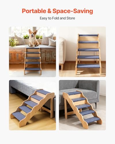 VEVOR Wood Pet Stairs, 5-Step Dog Stairs - Image 6