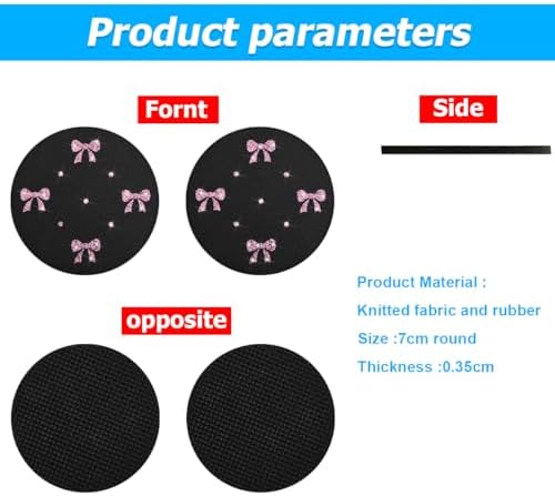 2PCS Car Coasters Rhinestone Bow Cup Holder Pad Anti-Slip Pink - Image 2