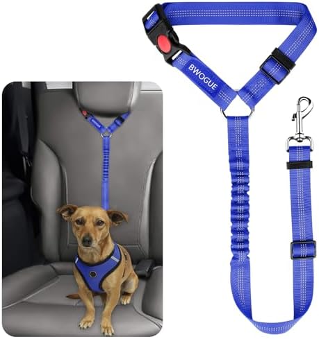 BWOGUE Dog Seat Belt for Car, Headrest Restraint Bungee Lead, Dark Blue by BWOGUEPetHome