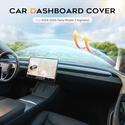 Cartist Dash Cover for 2024-2026 Tesla Model 3 Highland Black Dashboard Mat - Image 2