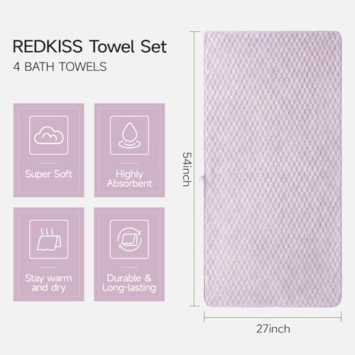REDKISS 4 Pack Purple Bath Towels - Image 2