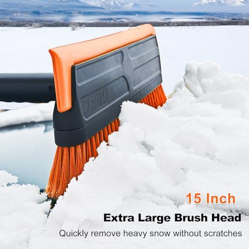 SEAAES 56 Inch Long Snow Brush Scraper and Snow Broom - Image 5