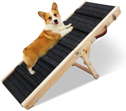 39.4x16Inch Dog Pet Ramp for Bed 5 Adjustable Height Dogs Stairs for Small Dog by X-Kingsun