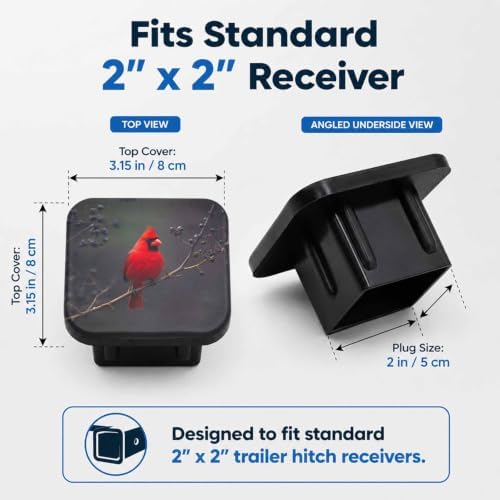 2" Hitch Cover Northern Cardinal Red Bird Rubber Towing Hitch Covers Hitch - Image 2