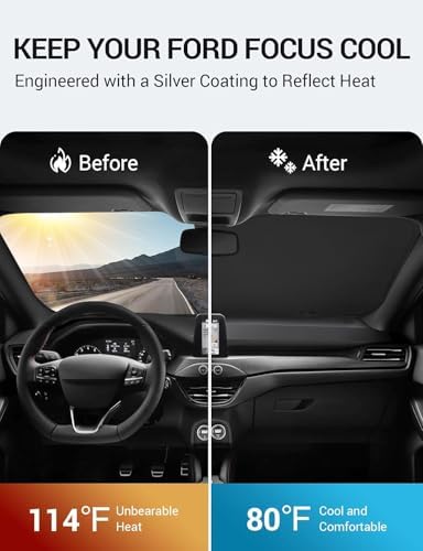 Proadsy Custom Fit 2012-2018 Ford Focus Windshield Sun Shade, Blocks Heat - Image 3