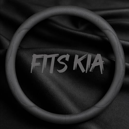 Leather Car Steering Wheel Cover, Breathable Laser-Perforated, Pure Black by TRROCC