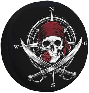 Pirate Skull Compass Spare Tire Cover Waterproof Wheel Cover 14 Inch Universal by Unknown