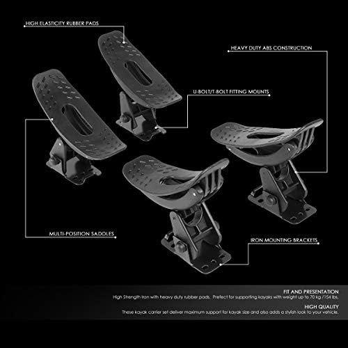 DNA Motoring XY-6014 4Pcs Universal Saddle Kayak Car Truck Roof Top Crossbar - Image 2