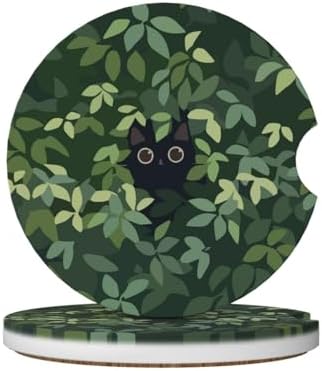 Cat in The Meadow Car Coasters for Cup Holders, 2 Pack Car Cup Holder Coasters by Unknown