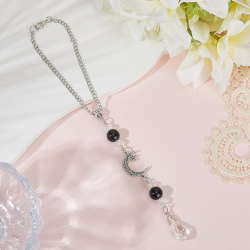 Black Obsidian Hanging Car Charm Stone Auto Rear View Mirror Ornament Dangling - Image 4
