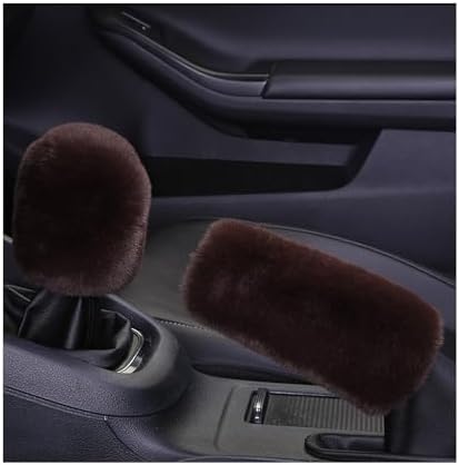 Ziciner 2PCS Plush Car Gear Shift Knob Cover & Handbrake Cover, Comfortable by Ziciner