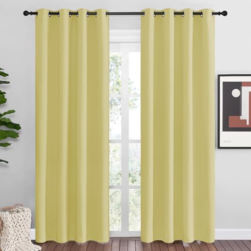 NICETOWN Paler Yellow Blackout Curtains 86" Long by NICETOWN